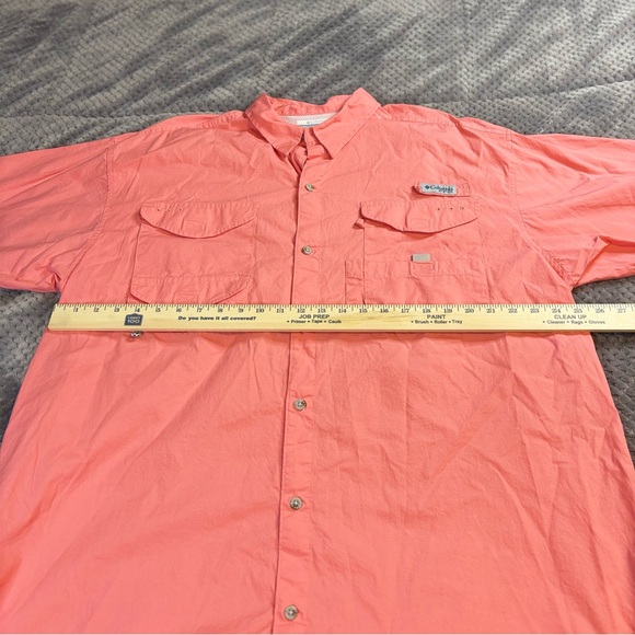 Columbia PFG Fishing Shirt Men's Orange Short Sleeve Vented Sun Protection - Picture 7 of 10